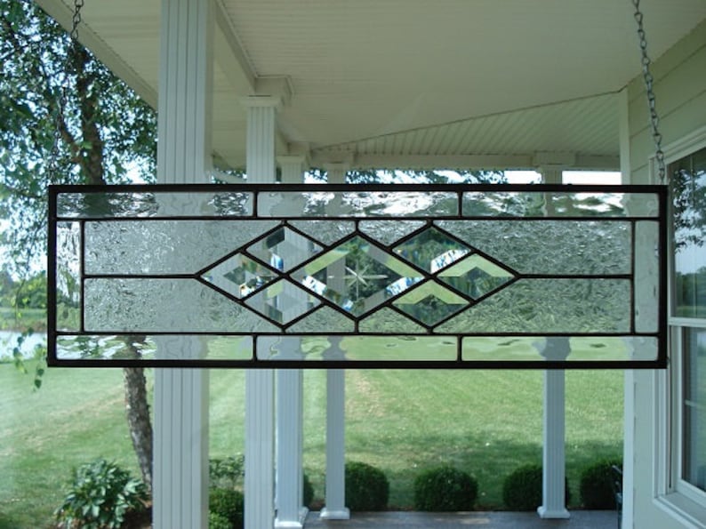 Stained Glass Panel Window Transom with Clears and Bevels Etsy