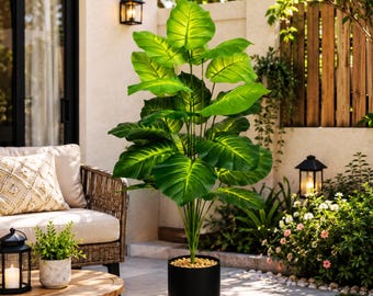 Kunstmatige Pothosplant 85 cm, neppe boom voor binnen en buiten, realistisch groen voor thuis, kantoor, balkon, entree, terras en buiten.