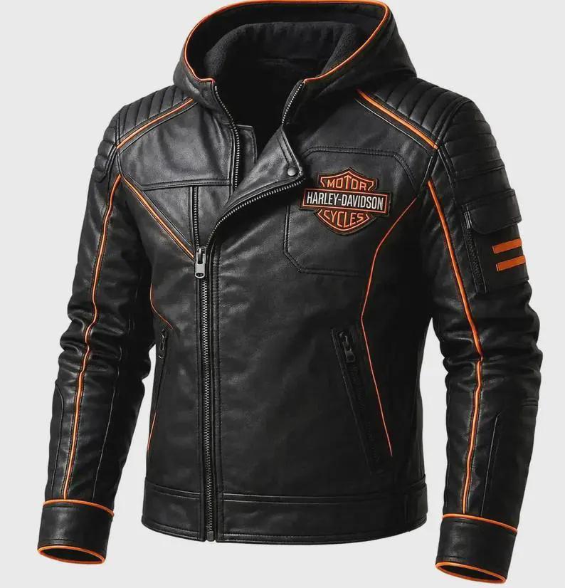 Harley Davidson Mens Leather Jacket Orange - Etsy