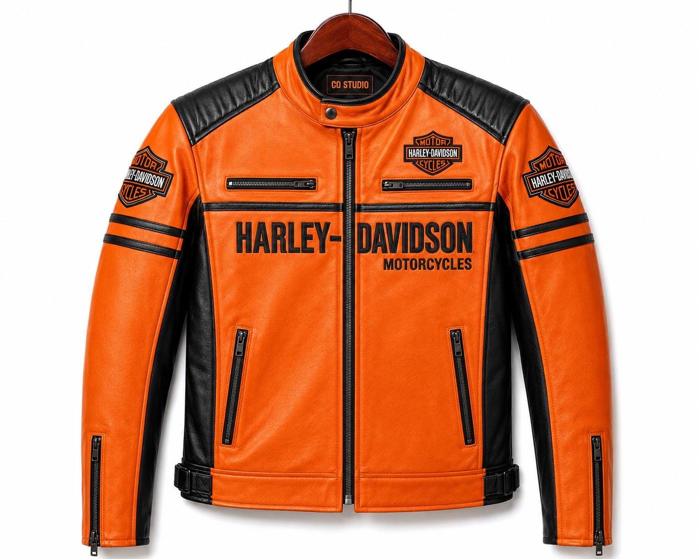 Black and Orange Harley Davidson Jacket - Etsy