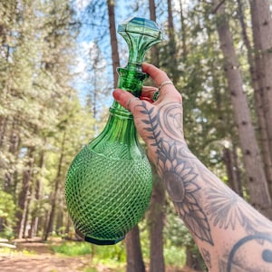 Vintage Empoli emerald Green Glass Decanter With Stopper
