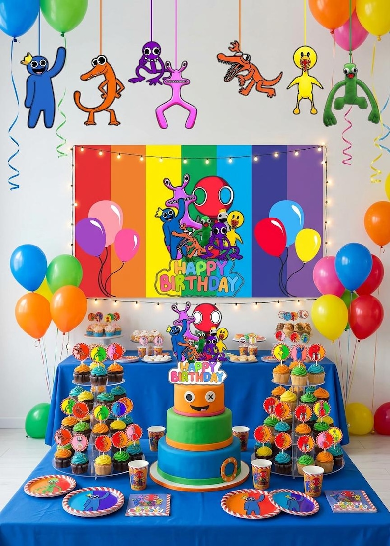 Rainbow Friends Chapter 2 Birthday Decor Bundle, Printable Party Kit