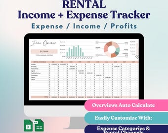 Rental Property Spreadsheet | Landlord Income + Expense Tracker | Rental Bookkeeping Template | Excel & Google Sheets