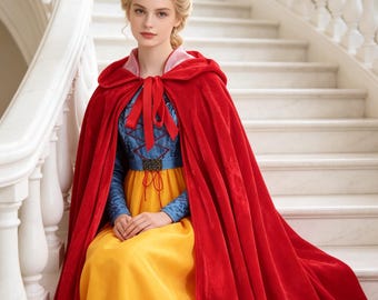 Fairytale Princess Cosplay Dress with Hooded Cape, Storybook Costume for Halloween, Parties and Themed Photoshoots