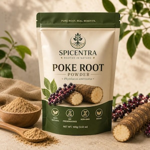 Poke Root Powder | Phytolacca Americana, naturlig, icke-GMO, vegansk