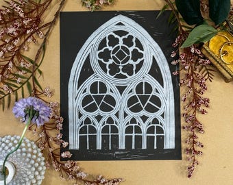 Lancet Window, Views of the Cathedral - Linocut Print