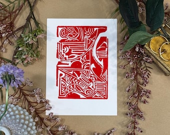 Lost and Confused- Linocut Print