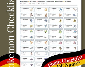 Pokemon placeholder German National Pokédex CHECKLIST 1-1025 For DE placeholder (PDF Download)