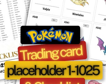 Pokémon Complete Pokédex Placeholder Cards (No. 1–1025, English Names) | All Pokédex Trading Card (Placeholder No. 1–1025) (ENGLISH)