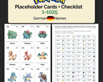 Pokemon Platzhalter Deutsch Bundle 1 1025 Pokemon Placeholder Germany National Pokédex Pokédex Printable PDF