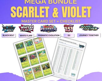 Pokémon Scarlet & Violet Ultimate Edition | Master Set Binder Pages + Checklists | 5 Complete Expansions Coloured Greyscale printable PDF
