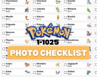 Pokémon National Pokédex 1025 Printable  Checklist | All Pokémon list & Event Pokémon Tracker | Pokedex List | Photo Checklist PDF