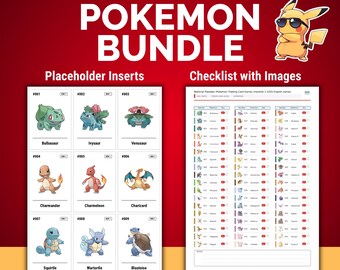 All 1025 Pokemon National Pokedex | Pokedex Inserts & Checklist with Images| TCG Placeholders | Binder Inserts | Master Set Tracker PDF