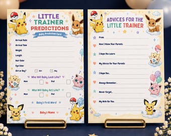 Pokémon Baby Shower  Predictions & Advice Cards | Printable Baby Shower Game | Baby Prediction Card  | Instant Download A4 and A3 PDF