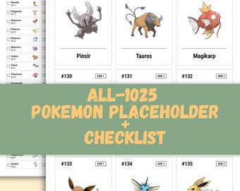 Pokémon National Pokédex 1025: Printable Binder Pages, Placeholders and Pokedex Cheklist