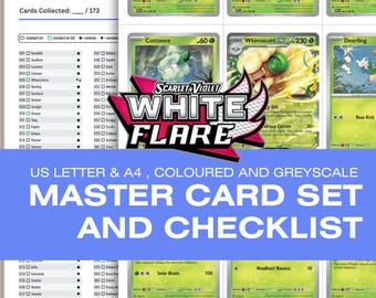 Pokemon TCG Scarlet and Violet White Flare Card Set and Checklist | Placeholder English | Binder Filler | Pokemon Checklist | ETB list