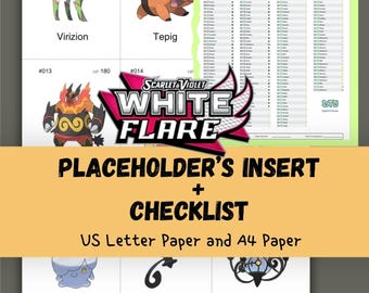 Scarlet & Violet: White Flare Printable Custom and Complete Set Binder Placeholders + Card Checklist (Digital Download)