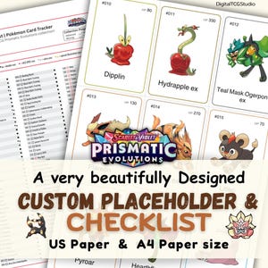 Prismatic Evolutions | Scarlet & Violet Printable Custom Set TCG Binder Placeholders + Checklist (Digital Download)