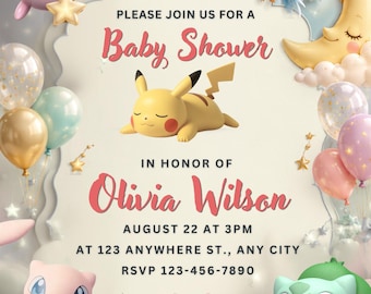 Editable Magical Pokemon Baby Shower Invitation | baby shower | Instant Digital Download