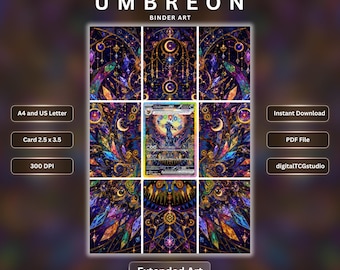 Umbreon ex #161/131 Extended Binder Art | 9 Pocket Pokémon Binder Page | Printable A4 & US Letter PDF | Instant Download