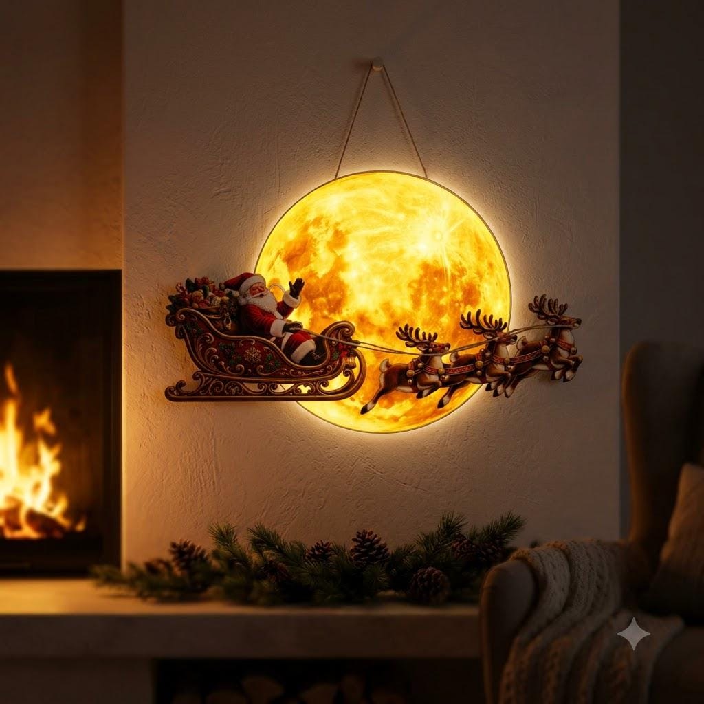 Vintage Santa on Moon Light - Etsy