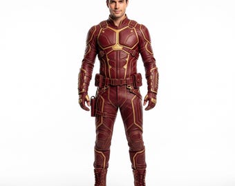 Couture Mech Suit, Crimson Gold Armor, Hardware Free Suit, Men's Cosplay Armor, SciFi Combat Gear, Comic Con Custom Size