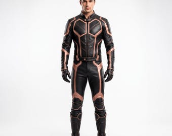 Rose Gold Black Suit, Men's Leather Bodysuit, SciFi Cosplay Armor, Comic Con Costume, Custom Size Outfit, Tactical Gear