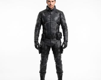 Apex Tactical Suit, Titan Alloy Armor, Men's Cosplay Outfit, Custom Leather Gear, Low Profile Collar, Comic Con Stealth Suit