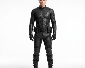 Mens Stealth Operative Leather Suit, Matte Black Tactical Armor, Spec Ops Cosplay, Custom Mercenary Gear, LARP Combat Outfit, Vigilante