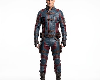 Steel Blue Crimson, Tactician Leather, Emblem Free Armor, Men's Cosplay Costume, Flat Back Suit, Comic Con Custom Size