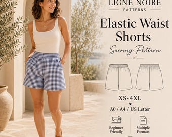 Women’s Summer Shorts Sewing Pattern PDF, Elastic Waist Pajama Shorts, Easy Lounge & Boxer Shorts, A0 A4 US Letter