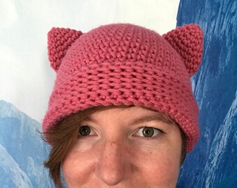 Cat Ear Beanie Crochet Pattern: Easy Women's Hat (PDF Pattern)