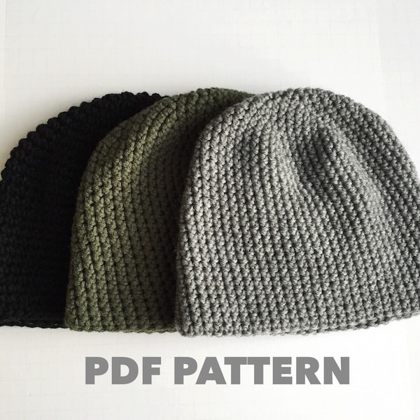 Crochet Pattern- Mens Easy Beanie Hat- Crochet Hat Pattern for Man- Easy Crochet Beanie Pattern for Man- Man Crochet Beanie Pattern