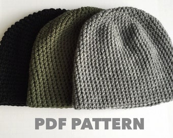 Crochet Pattern- Mens Easy Beanie Hat- Crochet Hat Pattern for Man- Easy Crochet Beanie Pattern for Man- Man Crochet Beanie Pattern