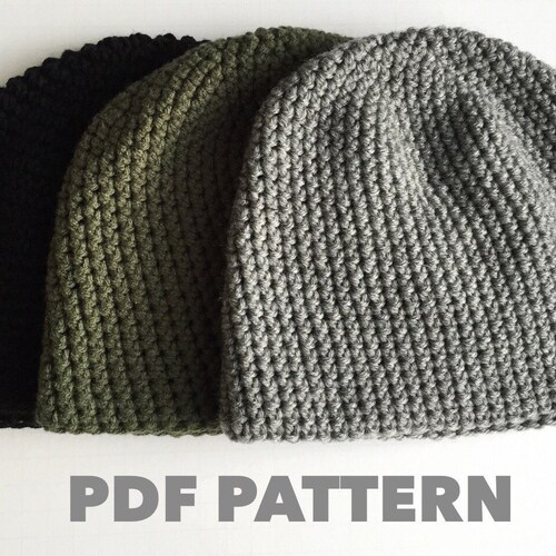 Crochet Pattern Mens Easy Beanie Hat Crochet Hat Pattern for - Etsy