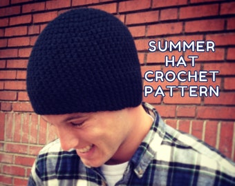 Men's Beanie Crochet Pattern: Easy Summer Hat (PDF Pattern)