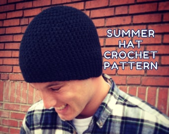 Summer Hat Crochet Pattern- Beanie for Men Crochet Pattern- Mens Summer Beanie Pattern- Easy Crochet Beanie Hat Pattern- Instant Download