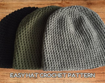 Men's Easy Crochet Beanie Pattern (PDF Download)