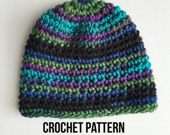 One Hour Northern Lights Beanie Crochet Pattern- Womens Crochet Beanie Pattern- Mens Easy Beanie Crochet Pattern- Instant Download
