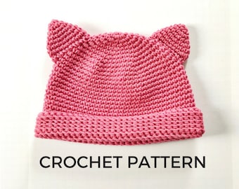 Cat Ear Beanie Crochet Pattern: Easy Women's Hat (PDF Pattern)