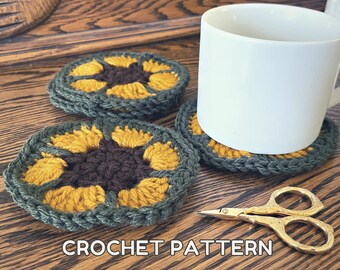 Retro Sunflower Coaster Crochet Pattern: Cottagecore Home Decor (PDF Pattern)