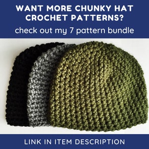 One Hour Mens Beanie Crochet Pattern- Chunky Mens Beanie Hat Pattern ...