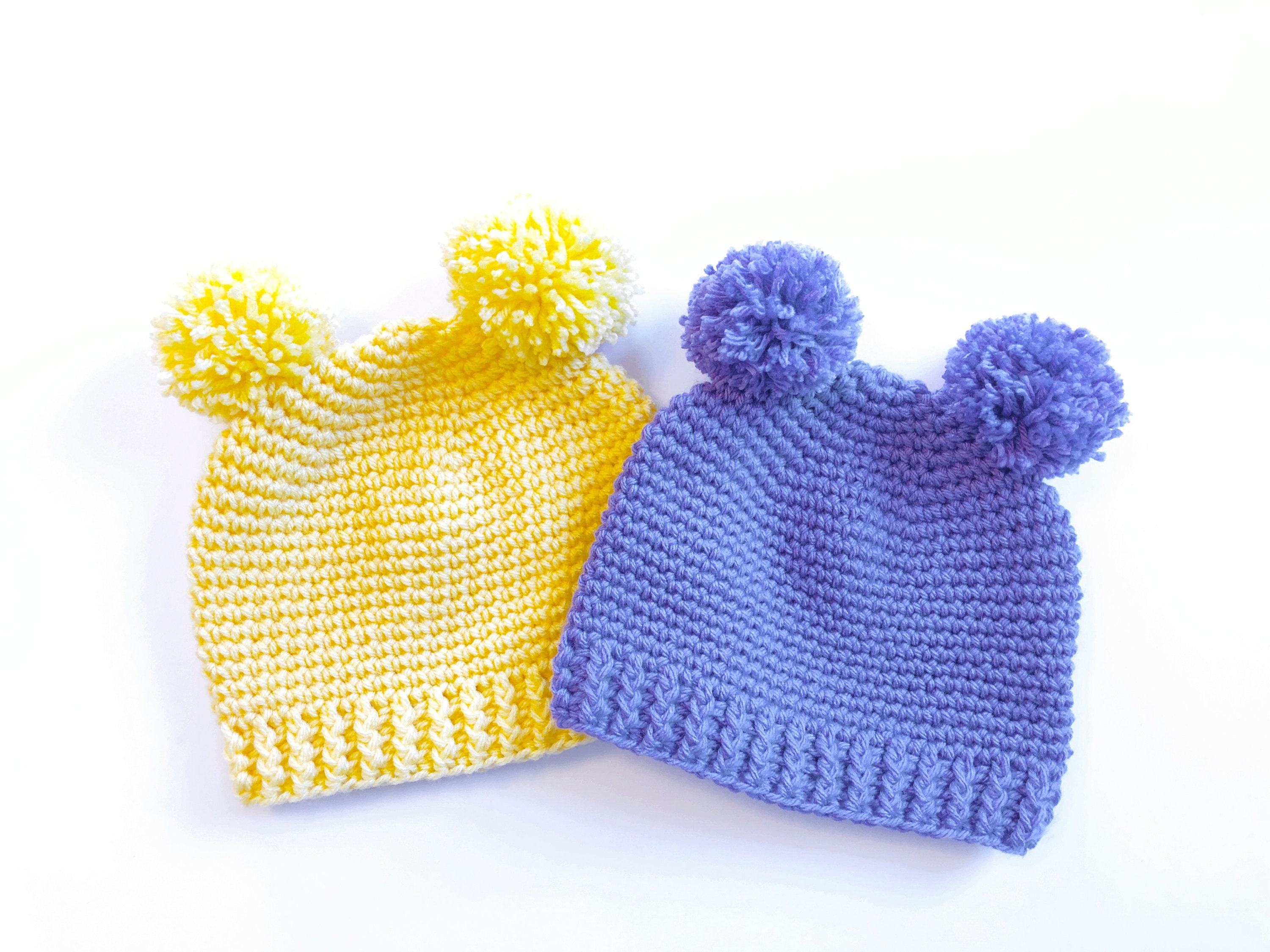 Crochet Pattern Only Double Pom Pom Beanie Crochet Pattern Etsy