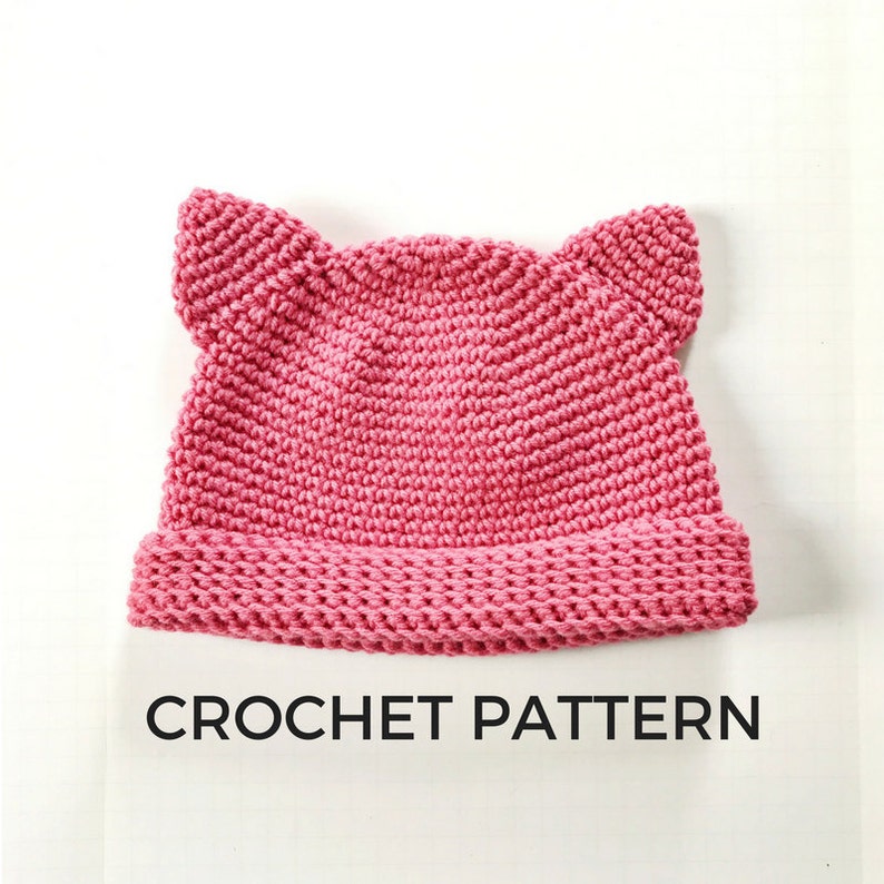 Pussy Hat Crochet Pattern Women's March 2017 Kitty Hat Crochet Pattern image 1