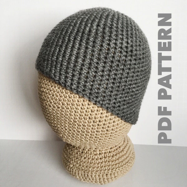 Pattern Mens Easy Hat Crochet Beanie Seamless Simple Basic Classic Crochet Hat