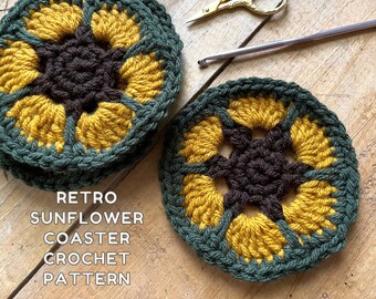 Retro Sunflower Coaster Crochet Pattern: Cottagecore Home Decor (PDF Pattern)