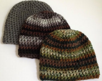 One Hour Mens Beanie Crochet Pattern- Chunky Mens Beanie Hat Pattern- Quick and Easy Crochet Beanie Pattern for Men- Instant Download