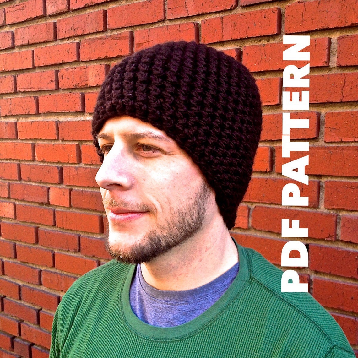 Pattern One Hour Mens Beanie Crochet Pattern Seamless Basic Etsy