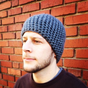 One Hour Mens Beanie Crochet Pattern- Chunky Mens Beanie Hat Pattern- Quick and Easy Crochet Beanie Pattern for Men- Instant Download image 4