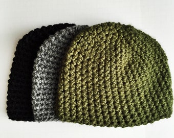 7 Easy Beanie Crochet Patterns- One Hour Beanie Crochet Pattern Bundle - Easy Crochet Hat Pattern - Crochet Beanie Pattern for Men